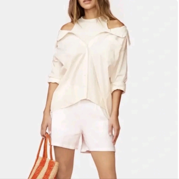 3. NWT MONROW POPLIN TANK SHIRT IN OFF WHITE